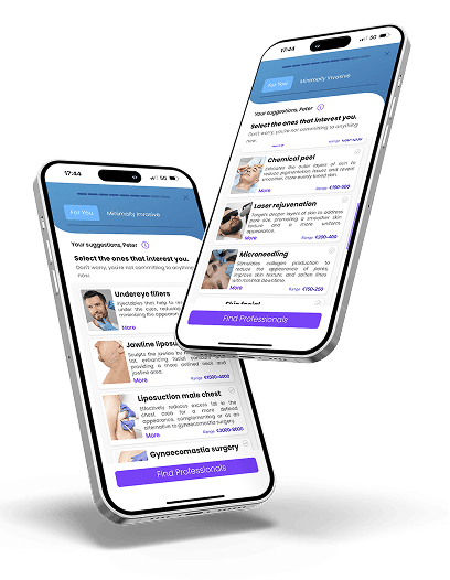 Mobile app screens showing treatment suggestions